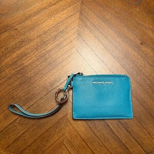 Michael Kors Teal Zip Card Case Wristlet